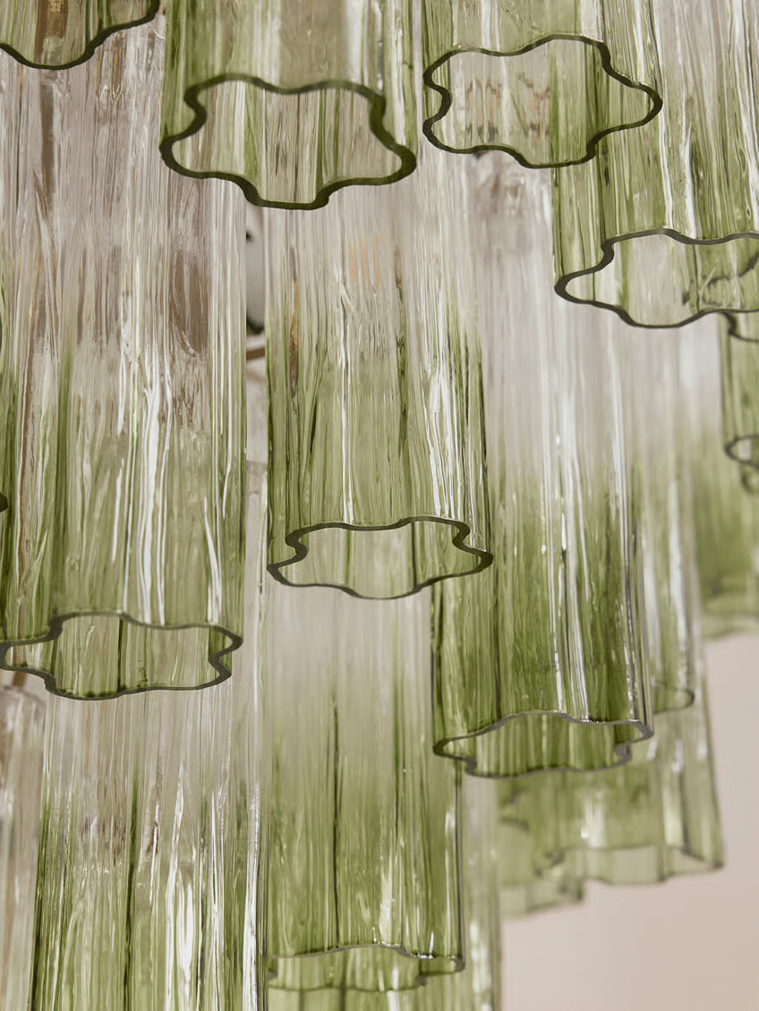 Aurora Chandelier Murano Glass Tiered Green