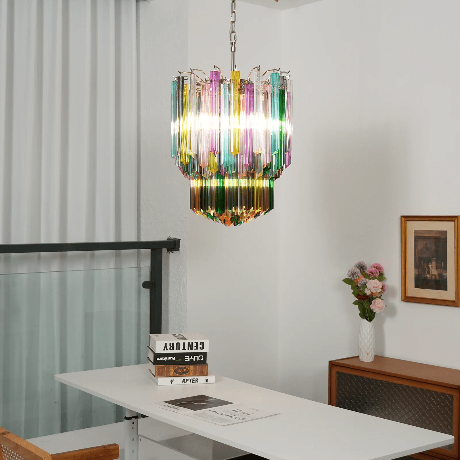 Aurora Chandelier Murano Glass Colorful Prism