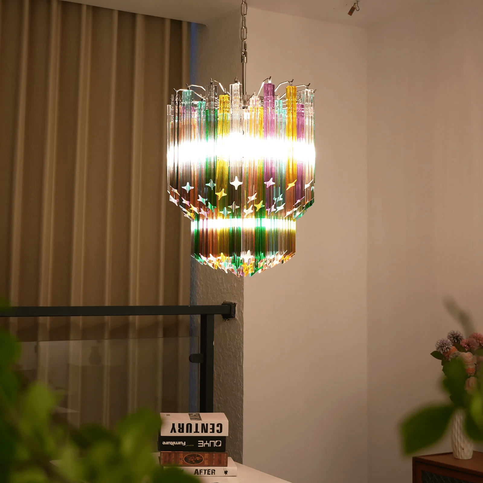 Aurora Chandelier Murano Glass Colorful Prism