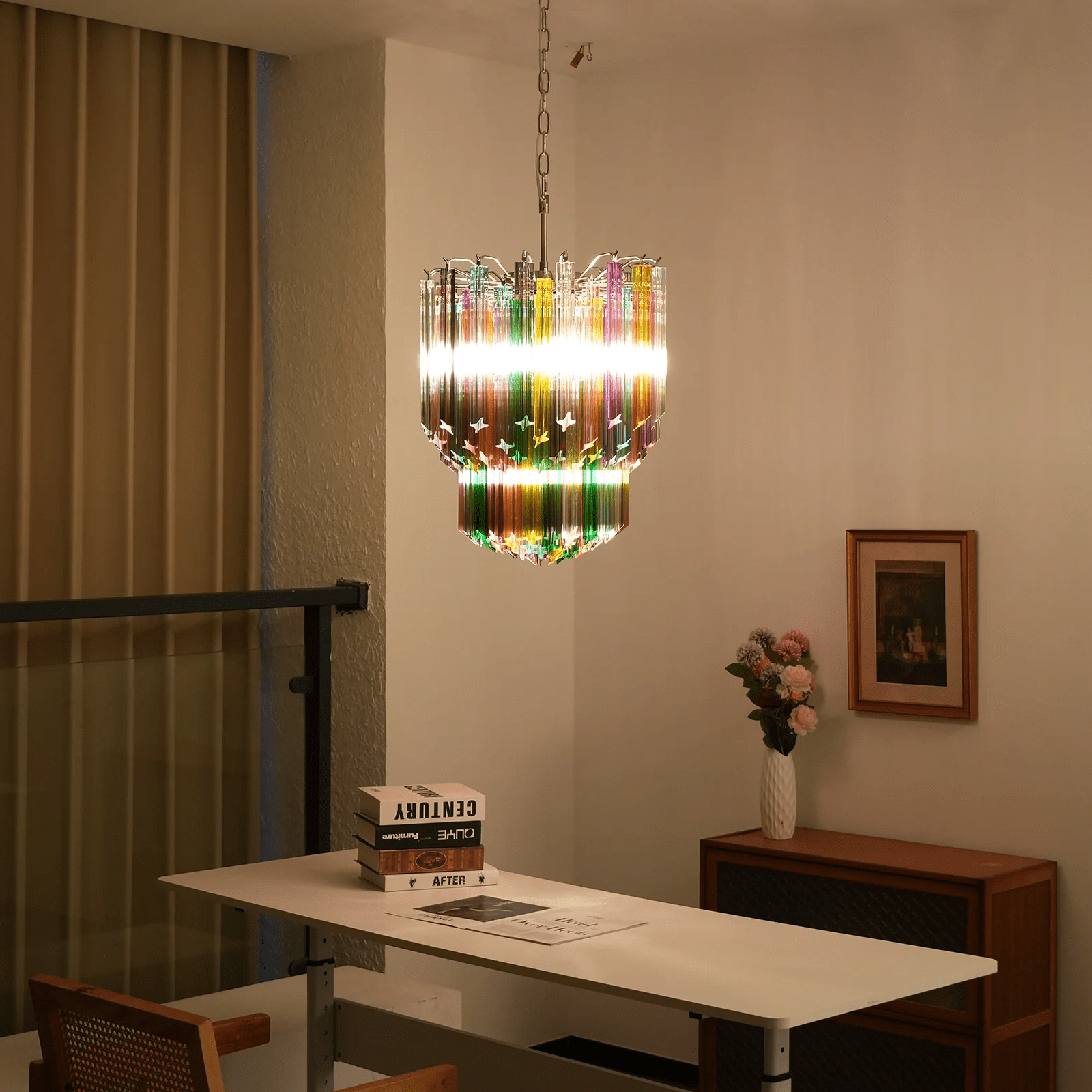 Aurora Chandelier Murano Glass Colorful Prism