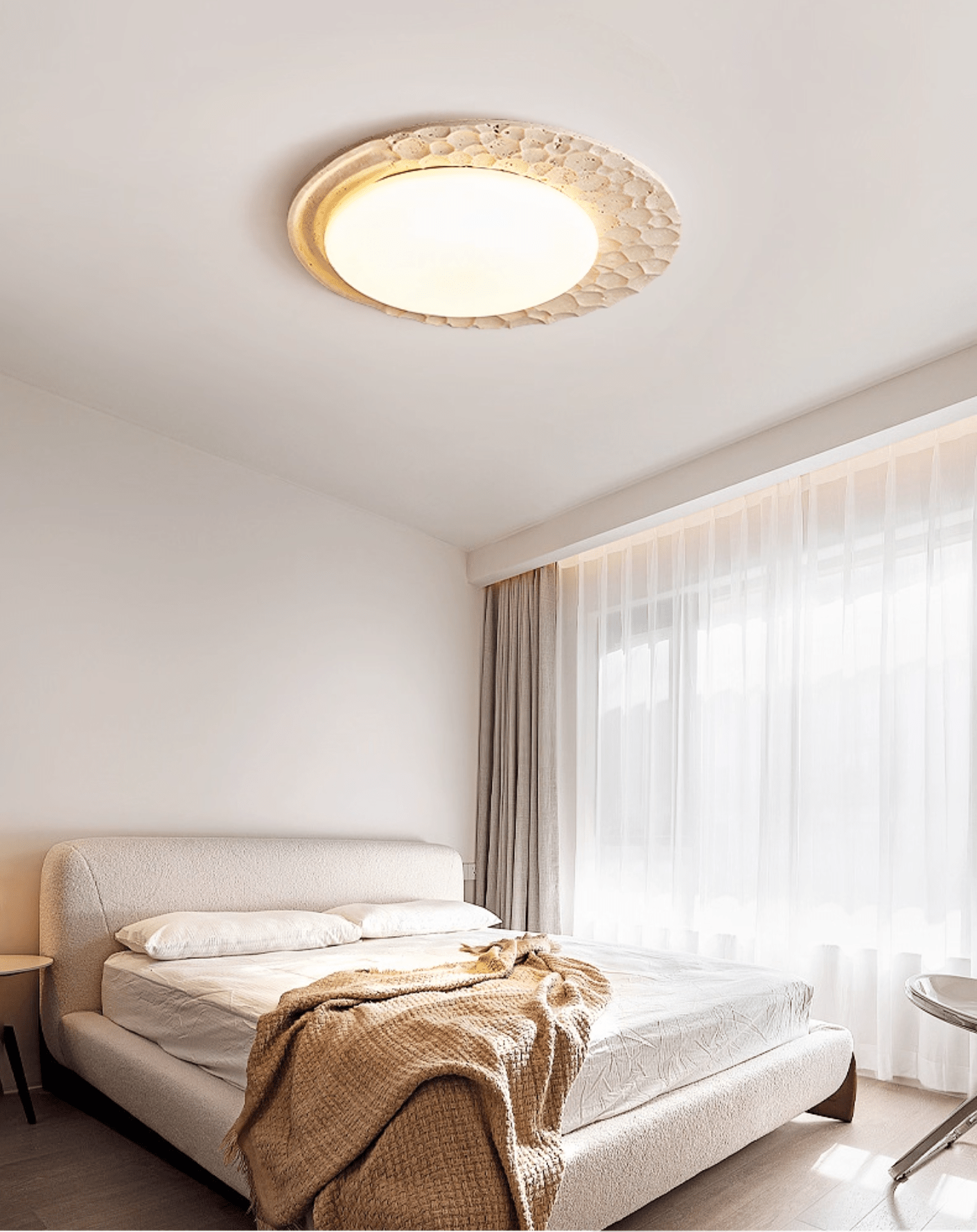 Ivsoris Textured Travertine Ceiling Light - Neutralighting