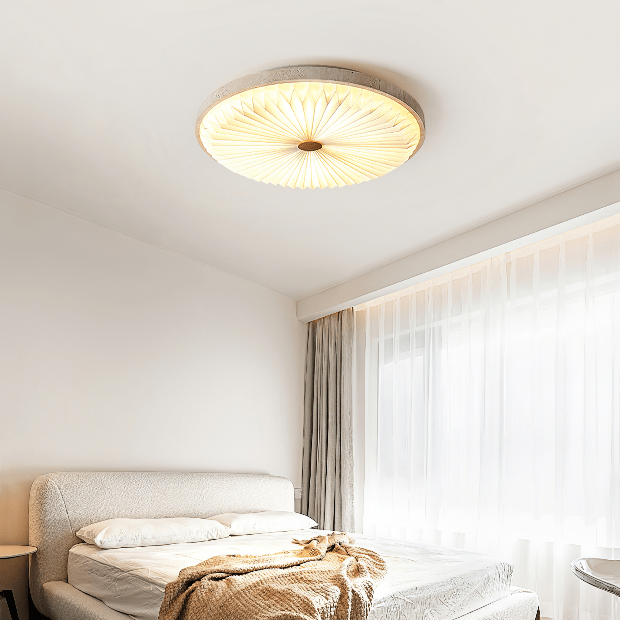 Ciloraris Textured Travertine Ceiling Light - Neutralighting