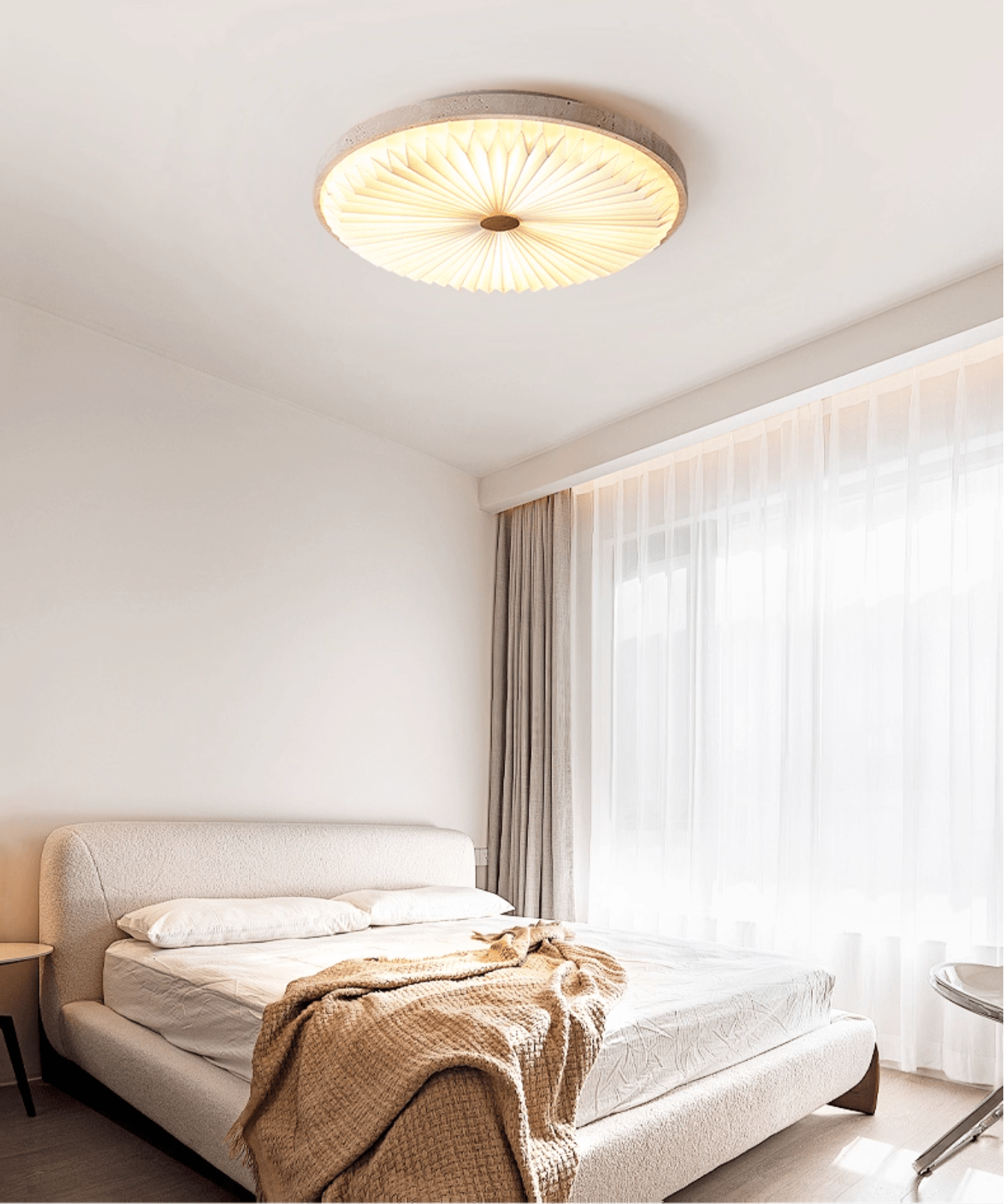 Ciloraris Textured Travertine Ceiling Light - Neutralighting
