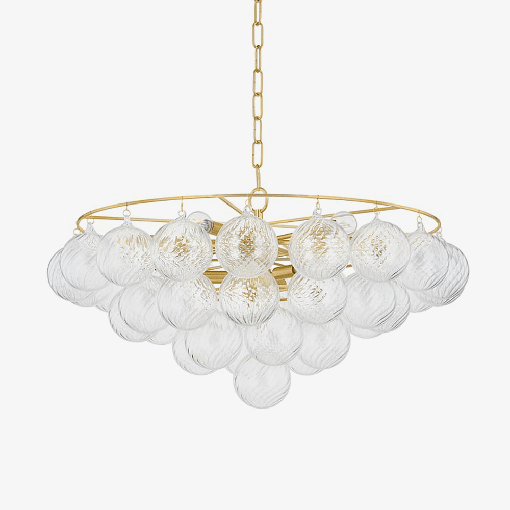 Aurora Chandelier Clear Glass Globe Aged Brass Elegant - Neutralighting