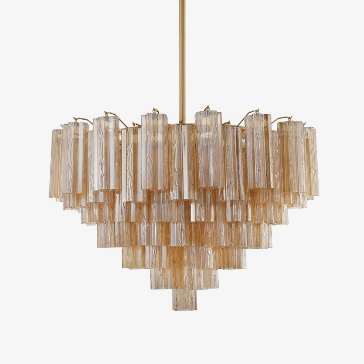 Aurora Murano Chandelier Glass Tube Layered Amber