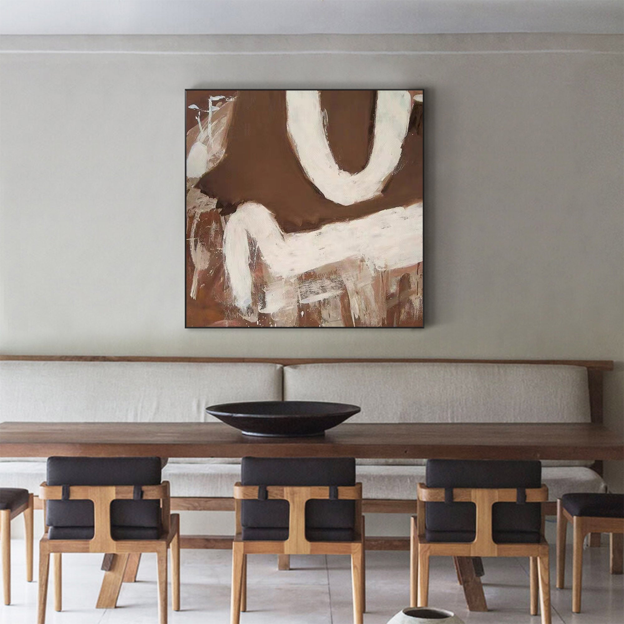 Wall Art Abstract Brown White Painting