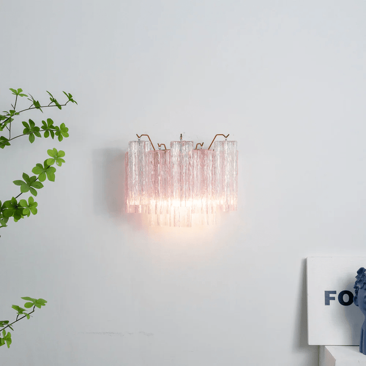 Aurora Wall Light Tronchi Glass Tube Tiered Amber Modern