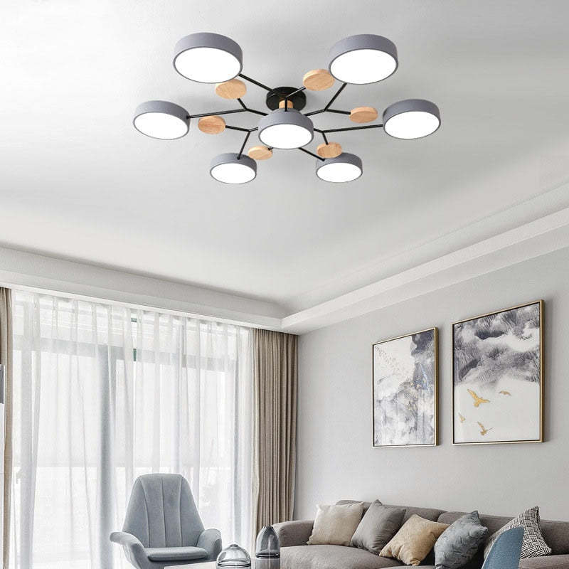 Arisha Ceiling Light, Wood Round for Living Room - Neutralighting