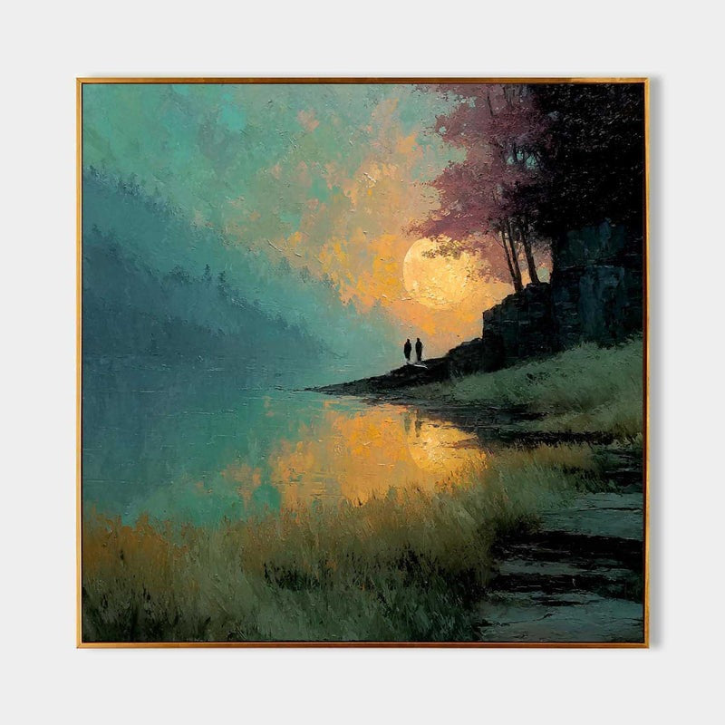 Wall Art Moon Lake Landscape Painting