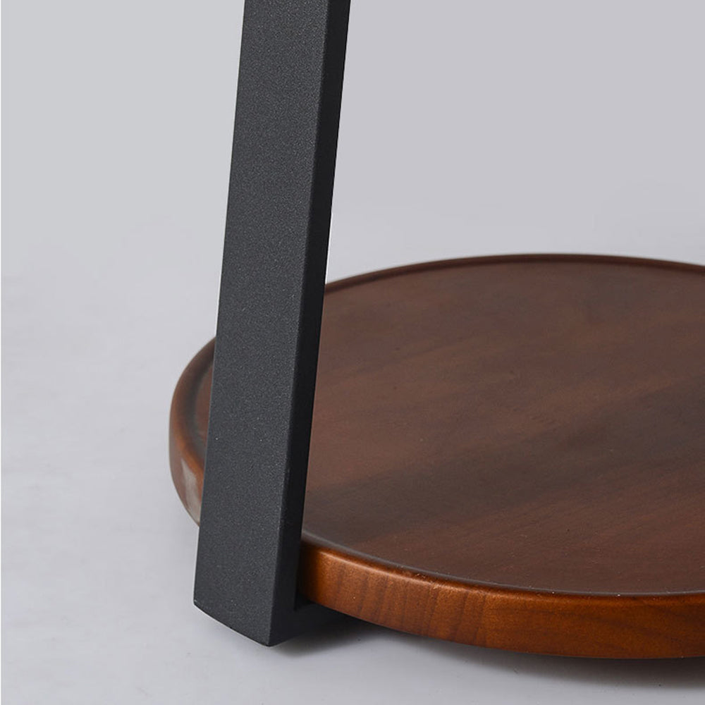 Muto Natural Round Wood Floor Lamp With Table Bedroom - Neutralighting
