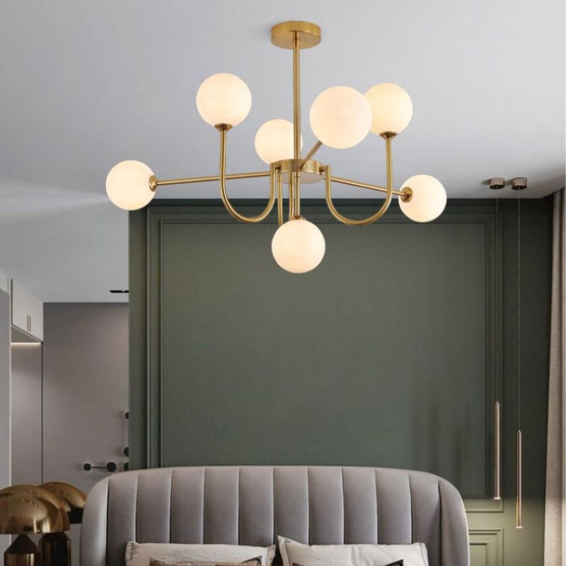 Valentina Modern LED Chandelier Gold Glass Living/Dining Room/Bedroom - Neutralighting