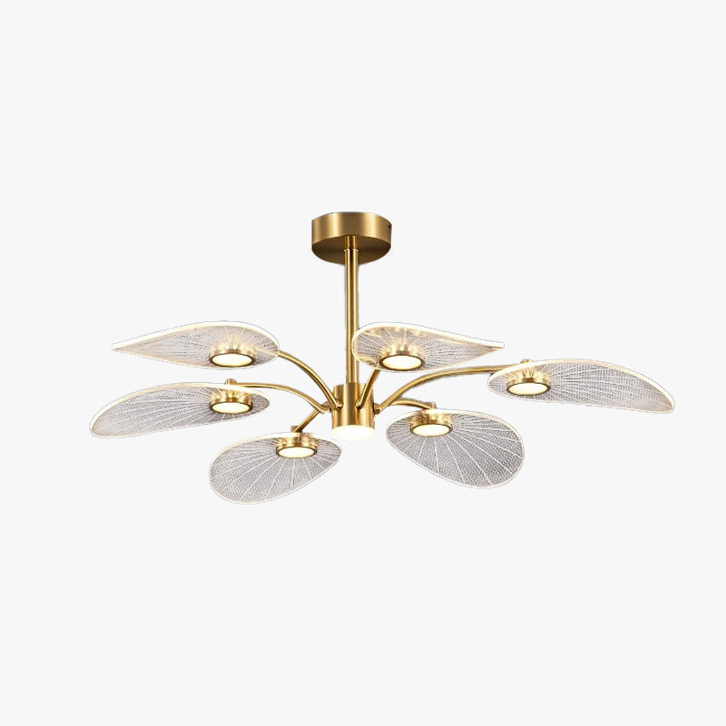 Arisha Art Deco Leaf Metal/Acrylic Chandelier, Gold - Neutralighting