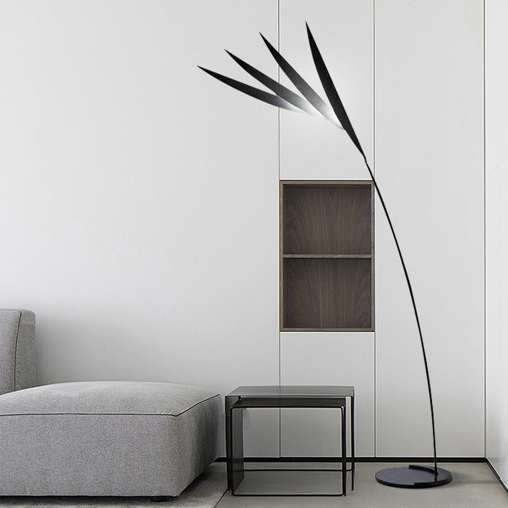 Salgado Leaf Metal/Acrylic Long Arm Floor Lamp, Living Room - Neutralighting