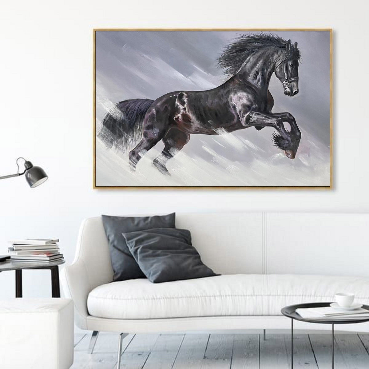 Dynamic Galloping Equine Animal Unstretched Linen Canvas Wall Art