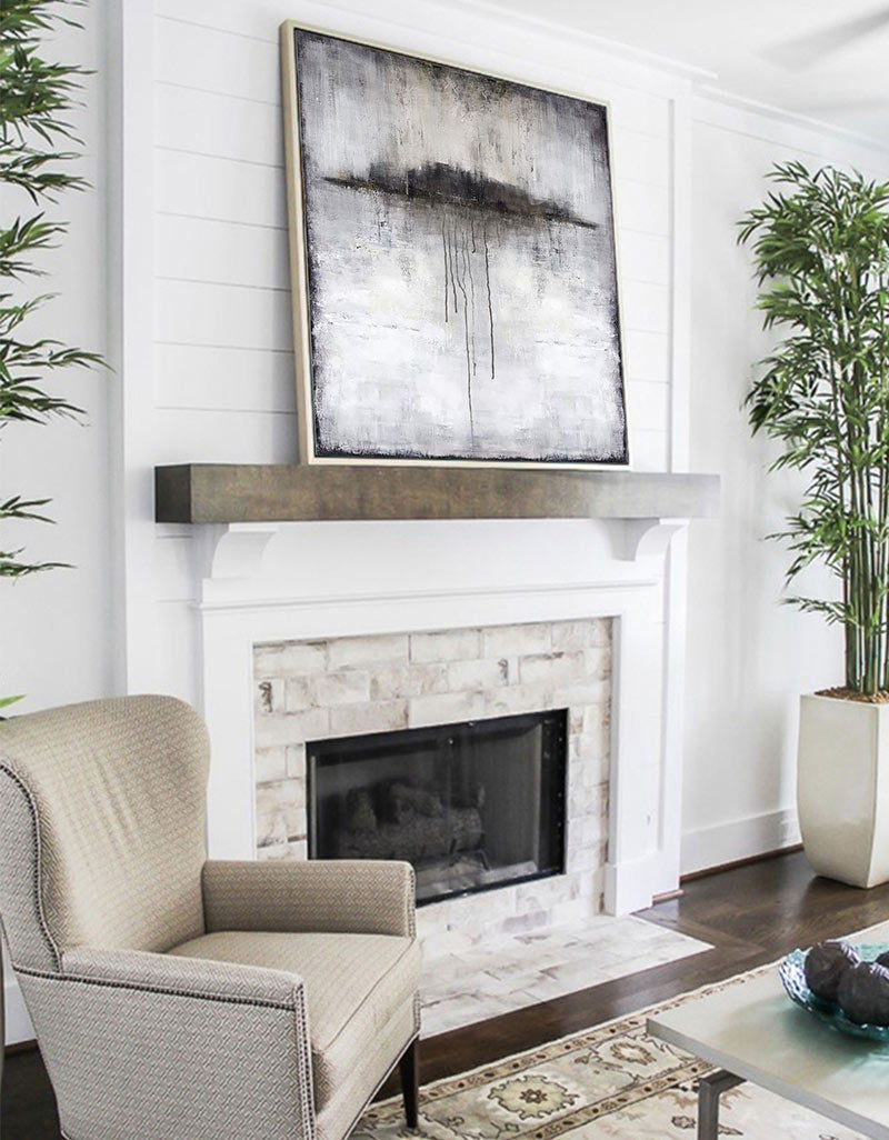 Grey White Abstract Landscape Canvas Wall Art