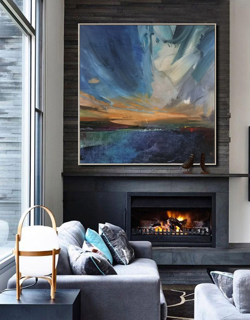 Blue Coastal Oil Painting