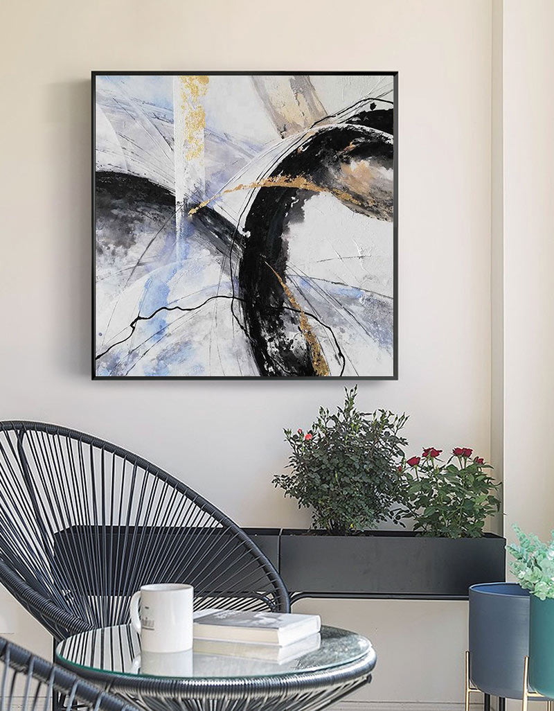 Black White Gold Abstract Art