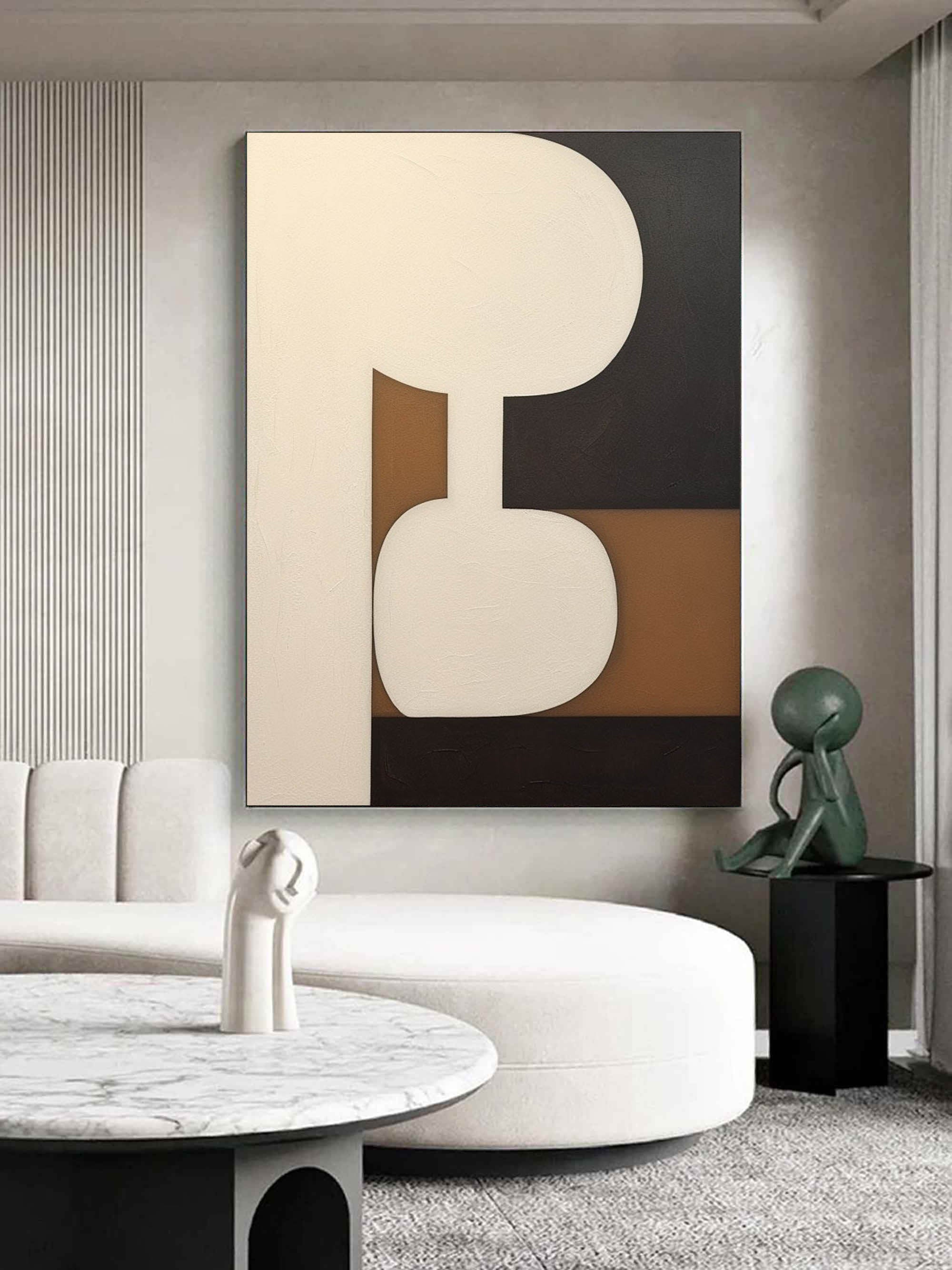 Wall Art Beige Brown Abstract Shape Plaster