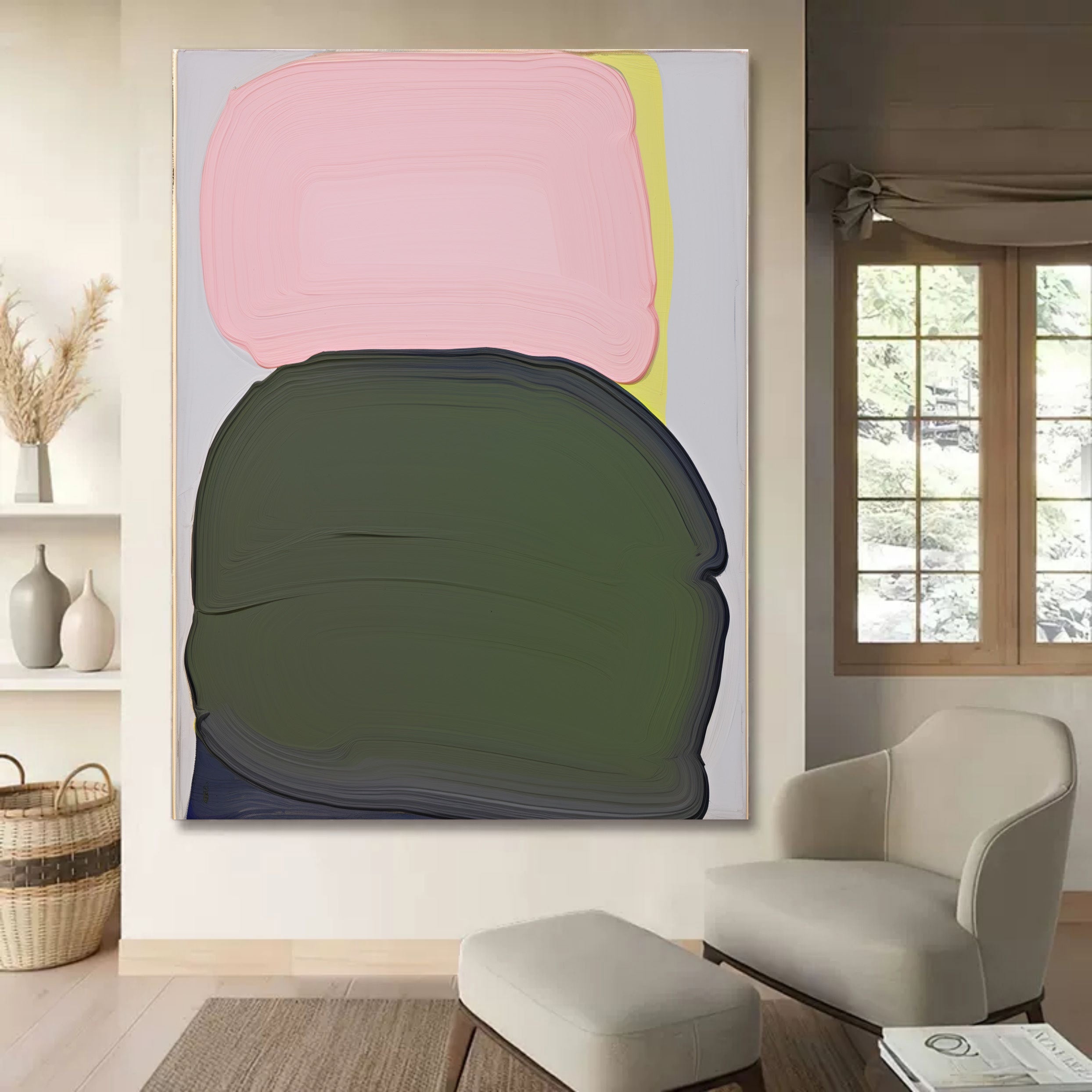 Wall Art Organic Color Abstract Silhouettes Soft Pink