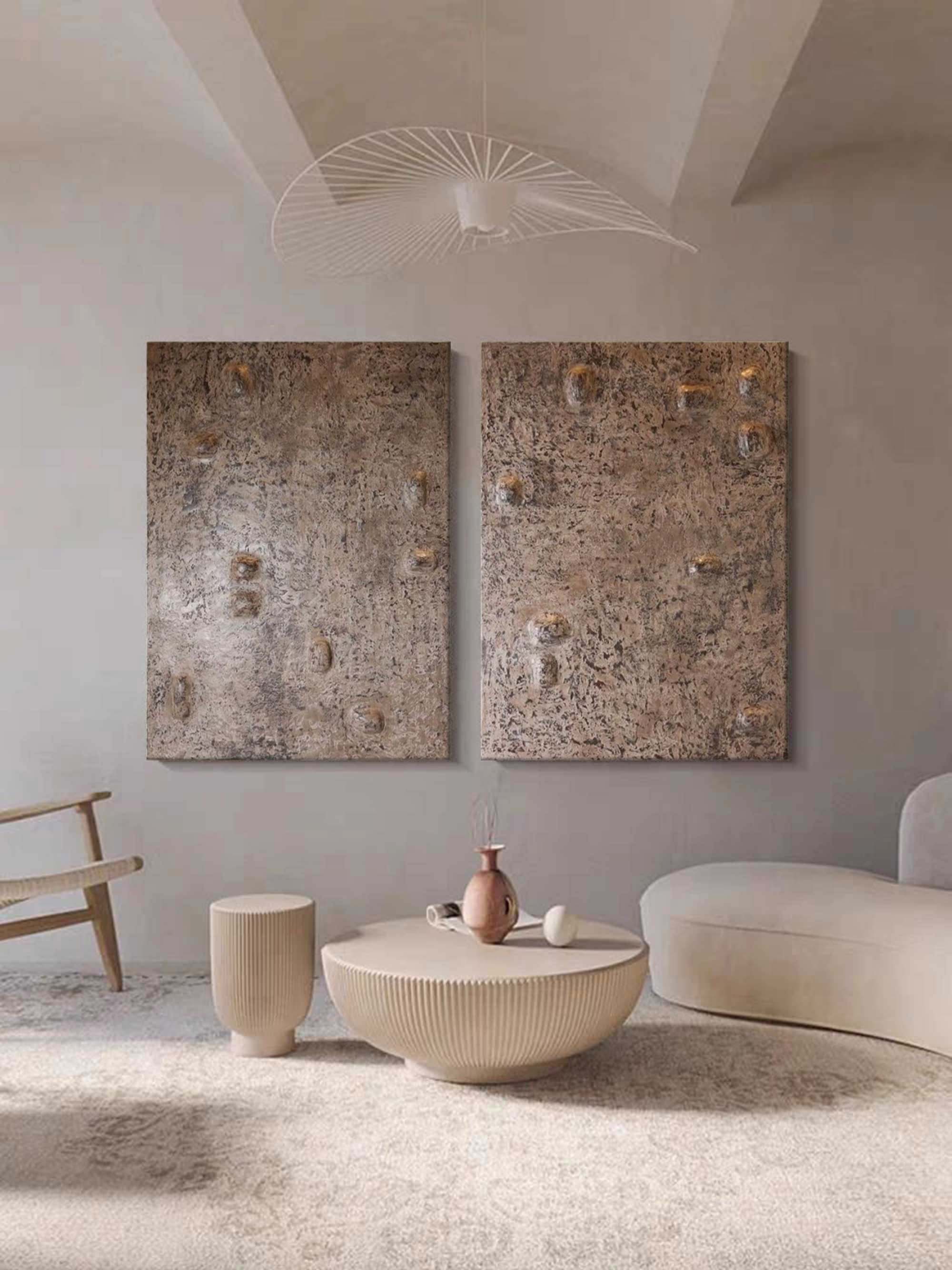 Wall Art Diptych Abstract Mineral Vein Warm
