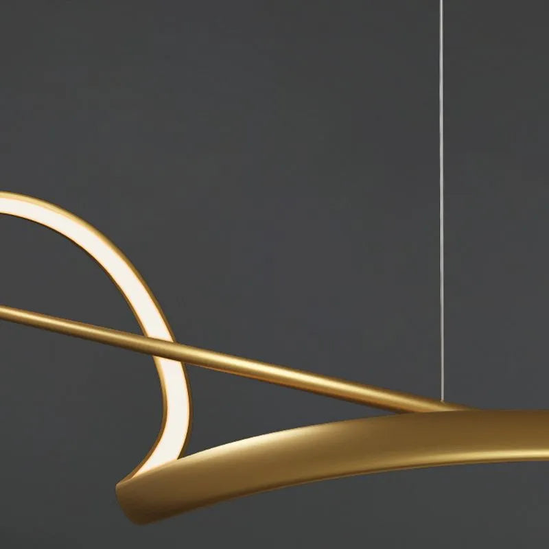 Zelin Pendant Light Wave Minimalist Designer, Metal, Brass/Black - Neutralighting