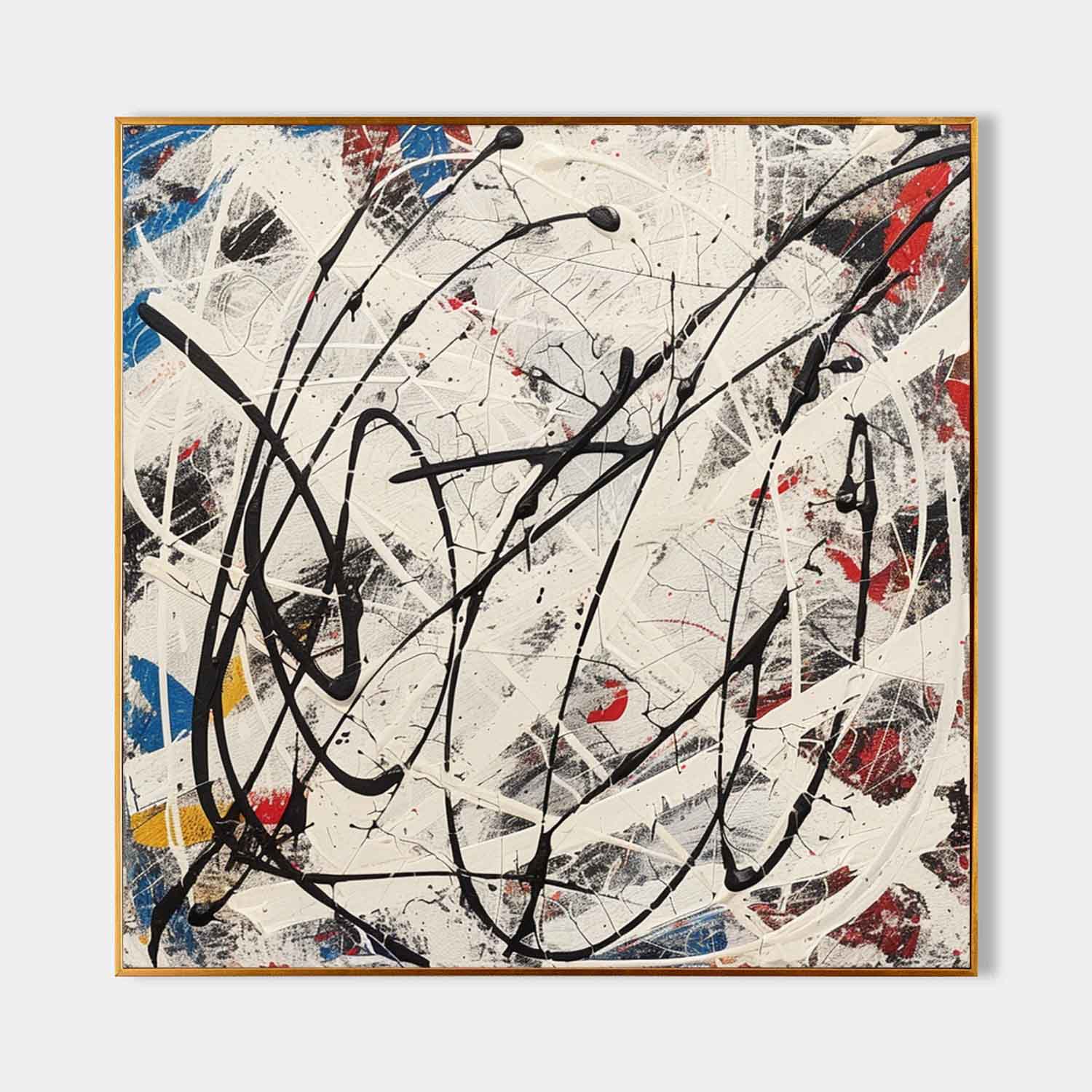 Wall Art Bold Black Curved Line Abstract Chaotic