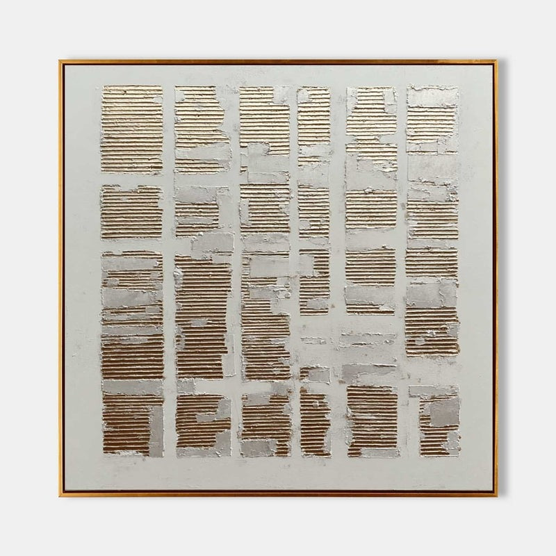 Wall Art Grid Pattern Gold Silver Leaf