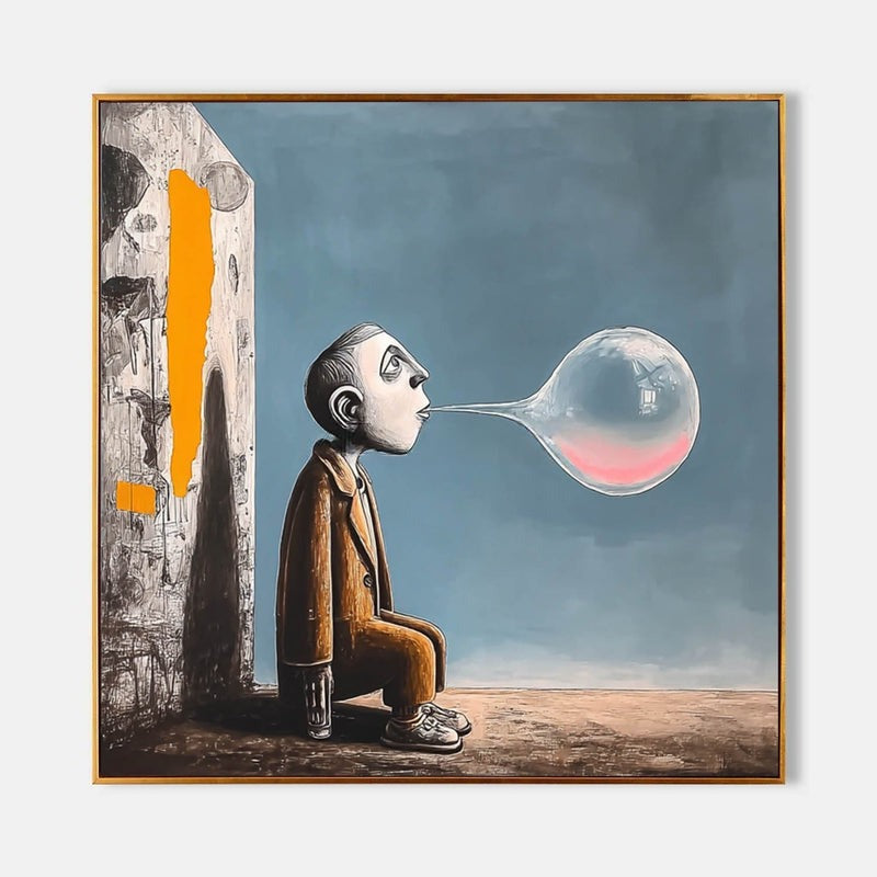 Wall Art Surreal Bubble Man Figure Oil Painting