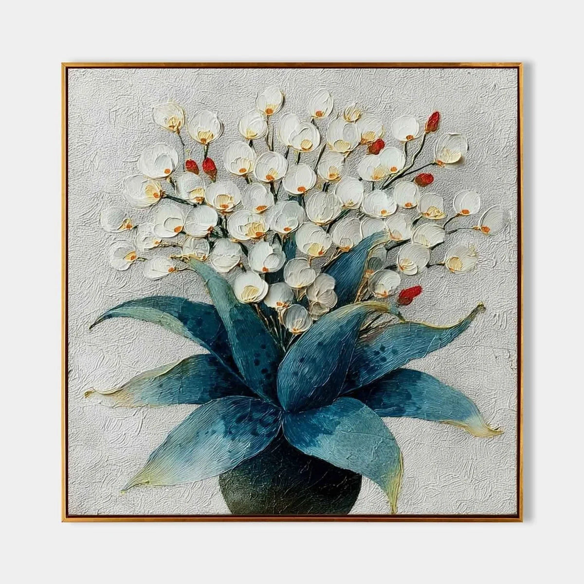 White Orchid Bouquet Impasto Painting