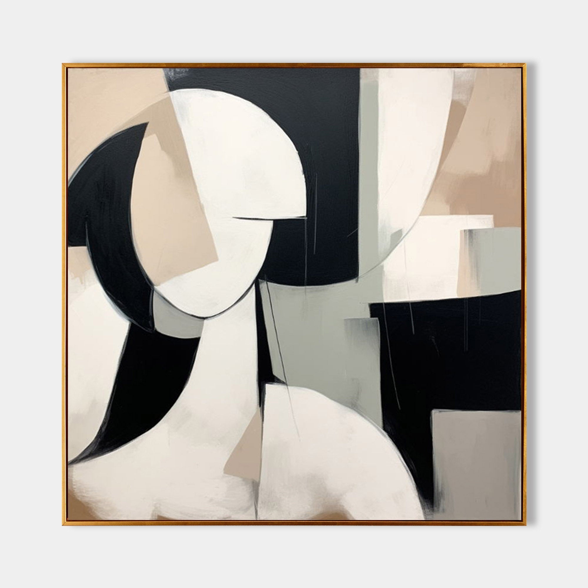 Modern Female Portrait Painting Minimalist Geometric