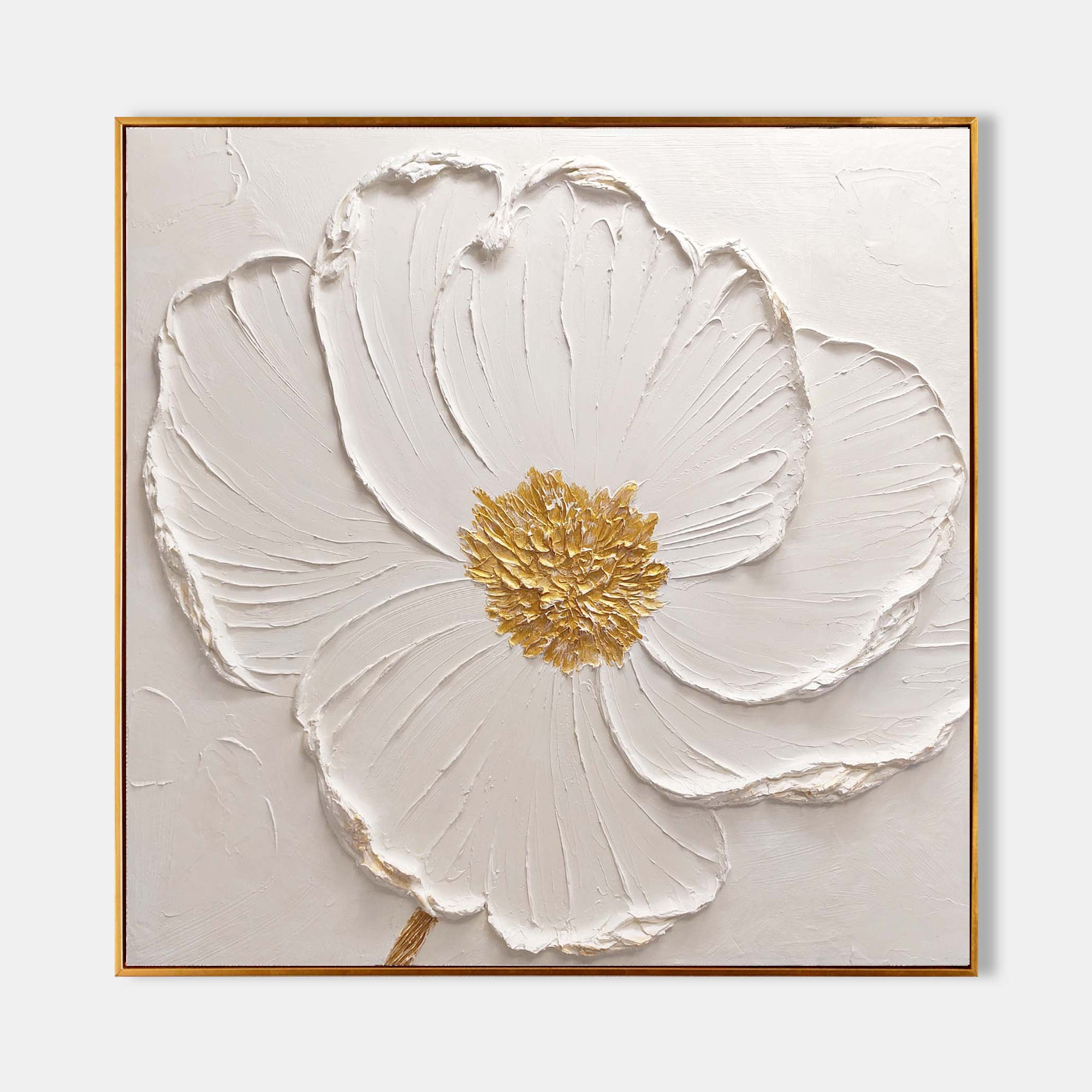 Elegant White Floral Relief Textured Wall Art