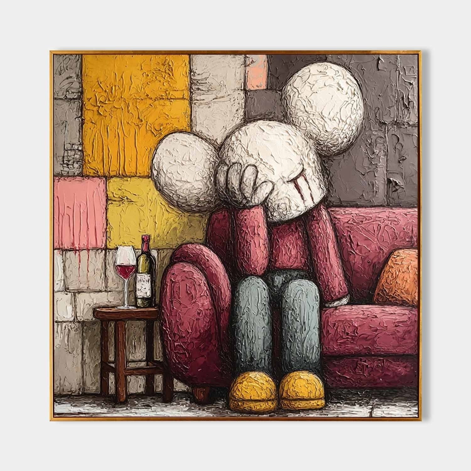 Kaws Style Pop Art Impasto Painting