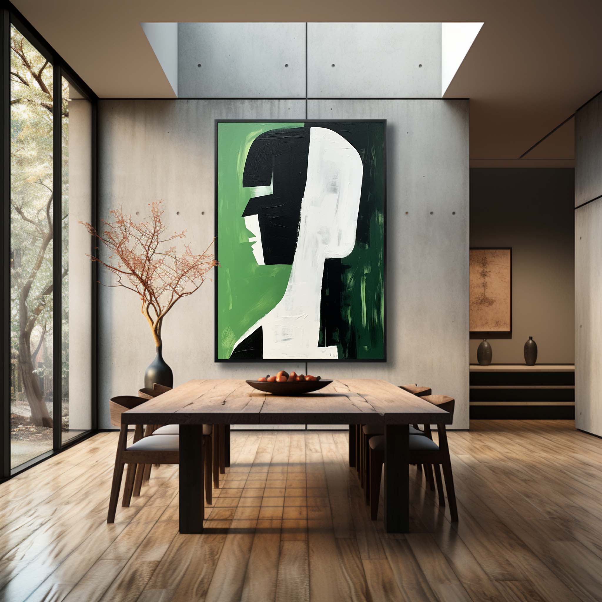 Wall Art Sage Green Black Abstract Woman