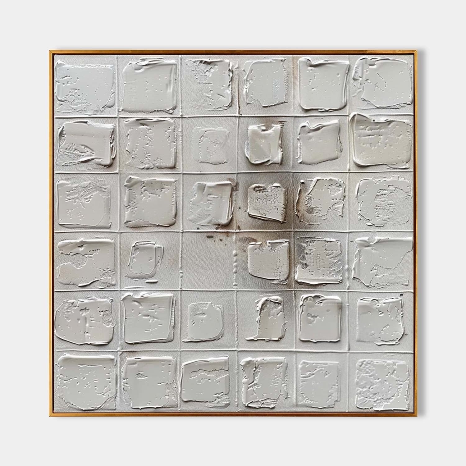 Wall Art Neutral Grid Textured Relief