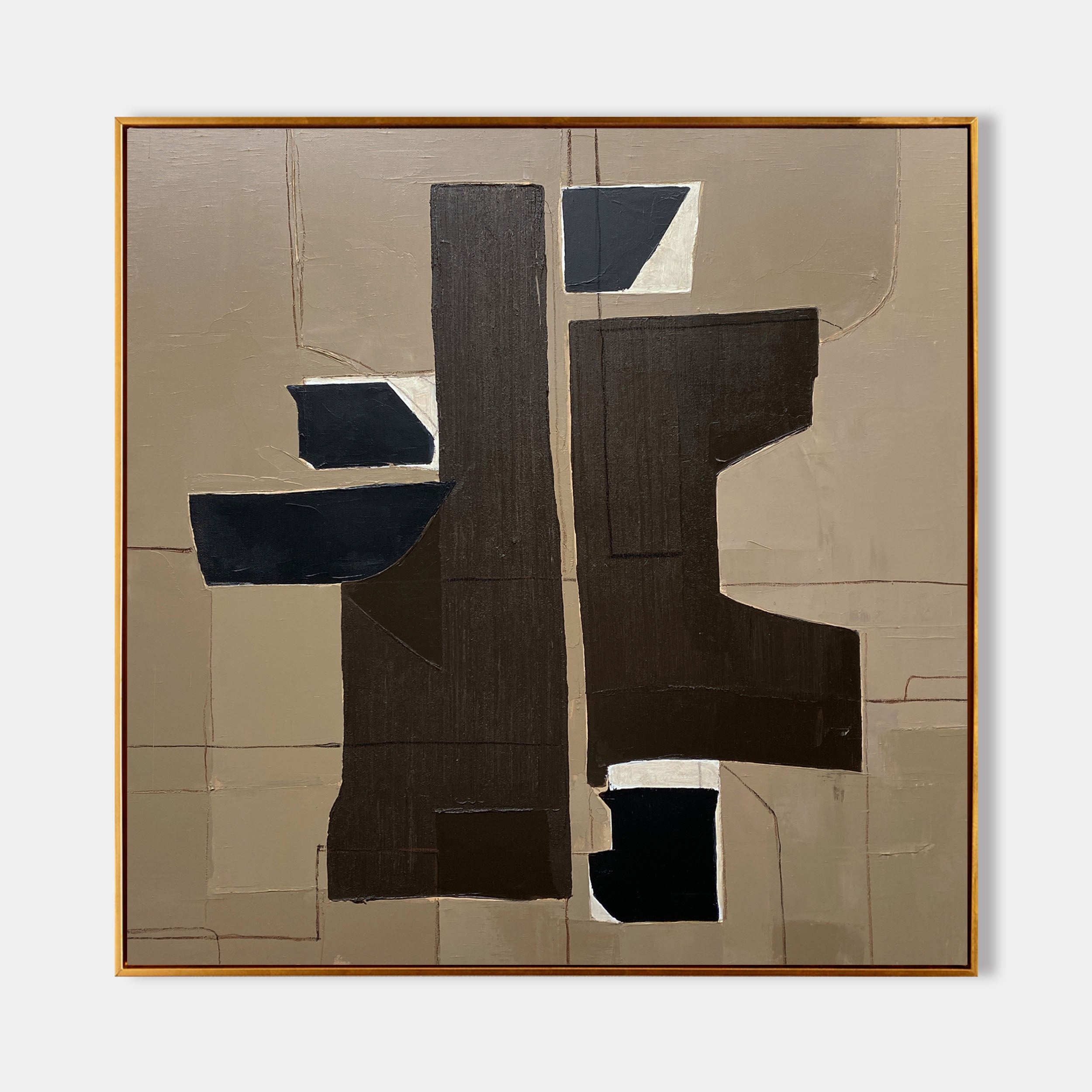 Neutral Geometric Abstract Block Canvas Wall Art