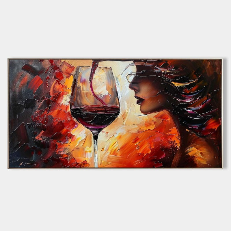 Wall Art Woman Wine Pouring Impasto
