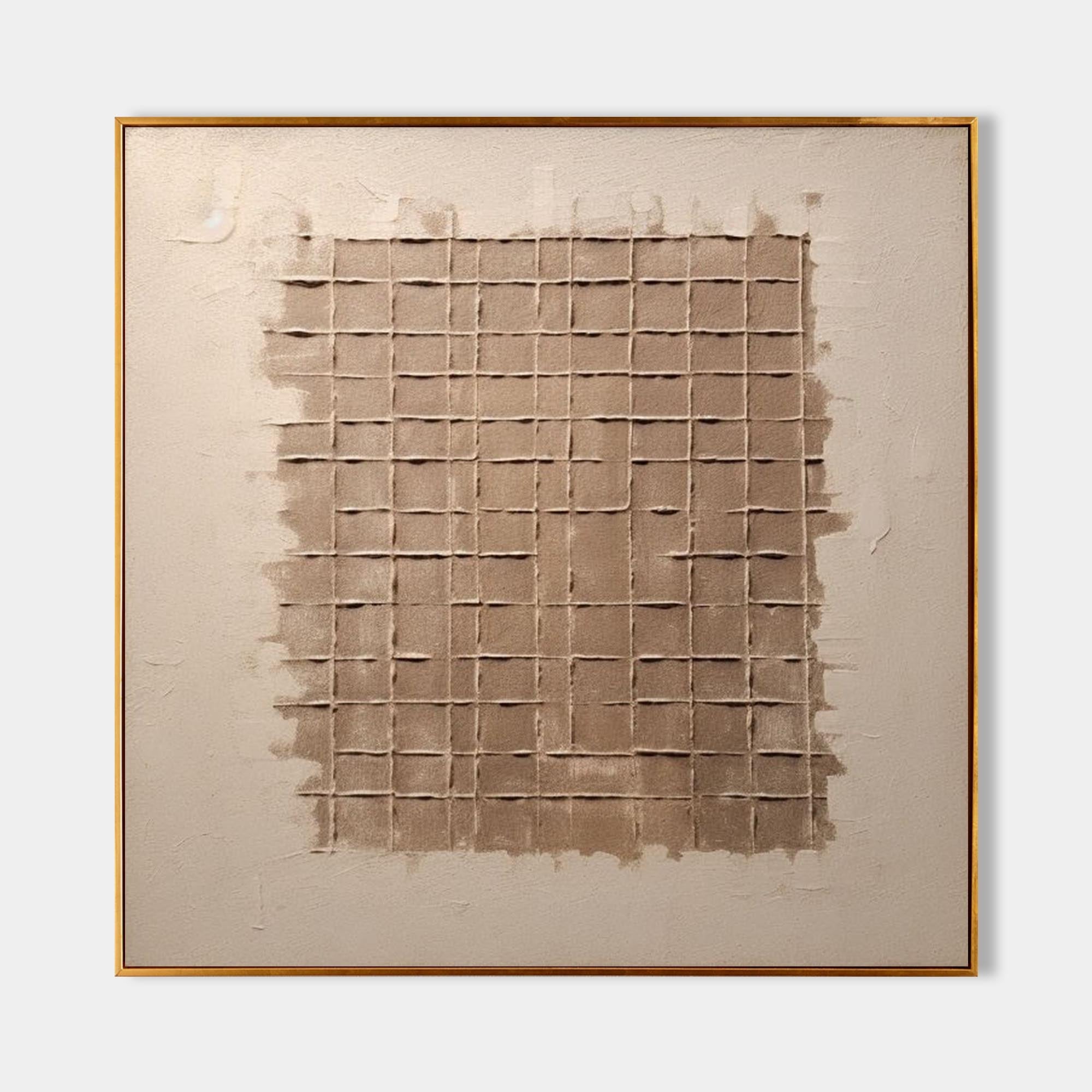 Wabi-Sabi Grid Texture Bas-Relief Painting