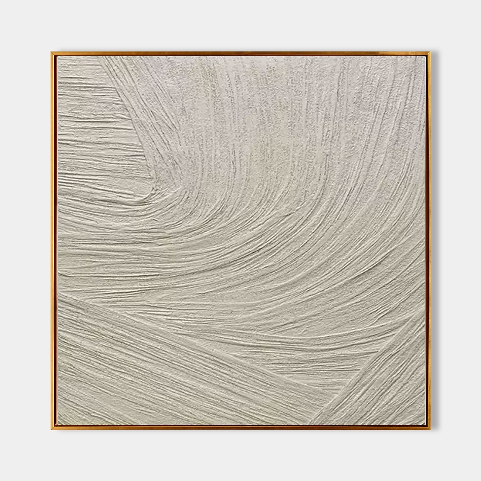 Wall Art Neutral Spiral Linear Bas-Relief Abstract Oil Painting