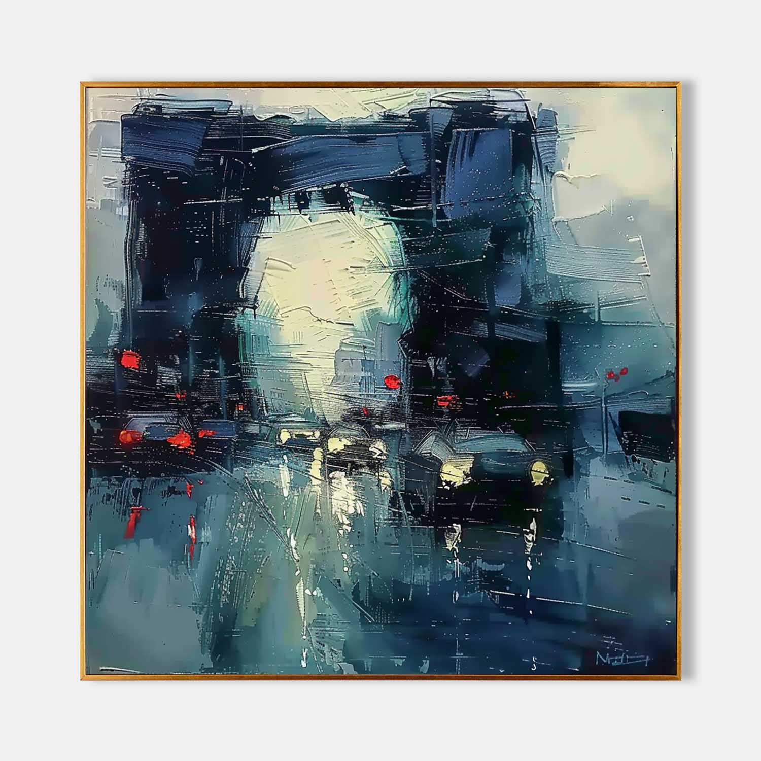 Wall Art Rainy Wet Street Urban Nightscape Moody