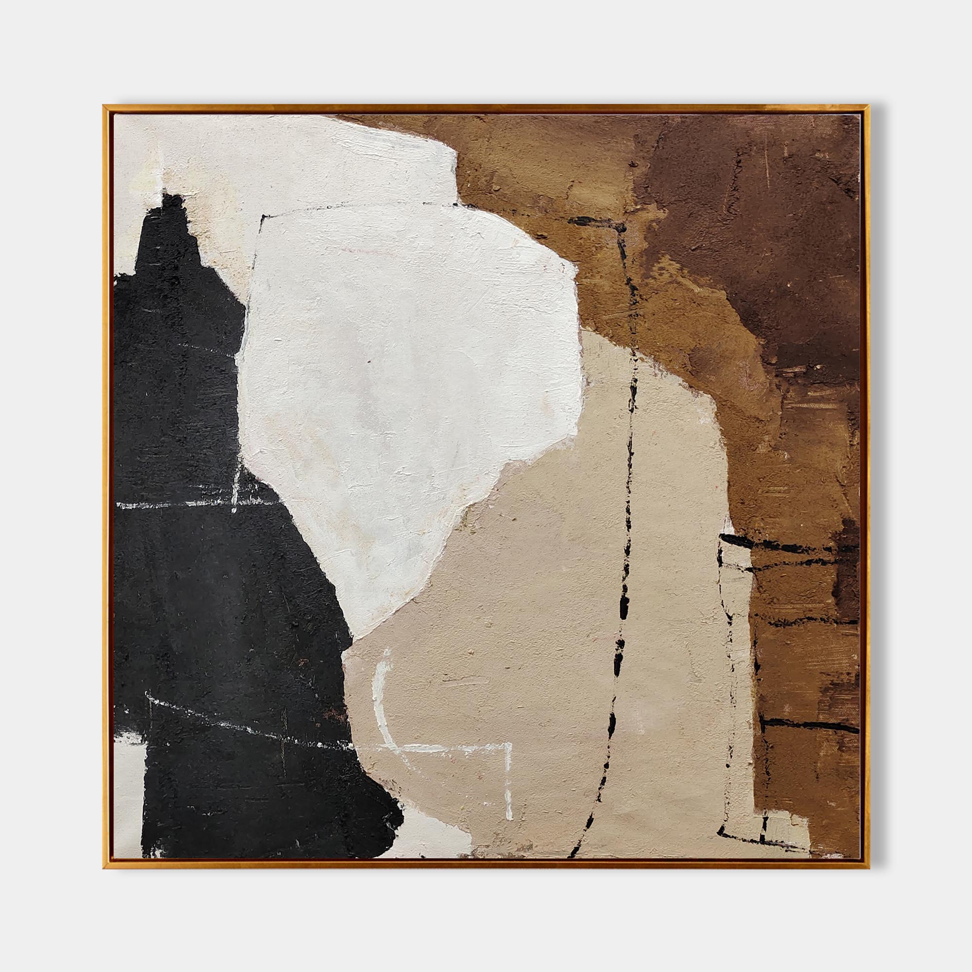 Earthy Black White Organic Abstract Wall Art