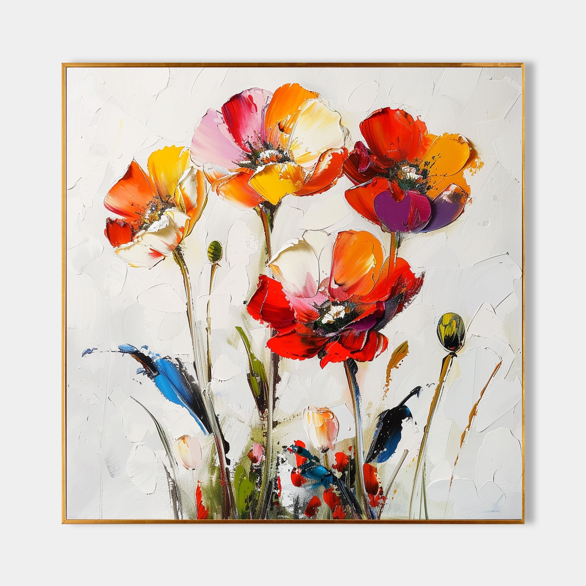 Colorful Poppy Flower Abstract Painting