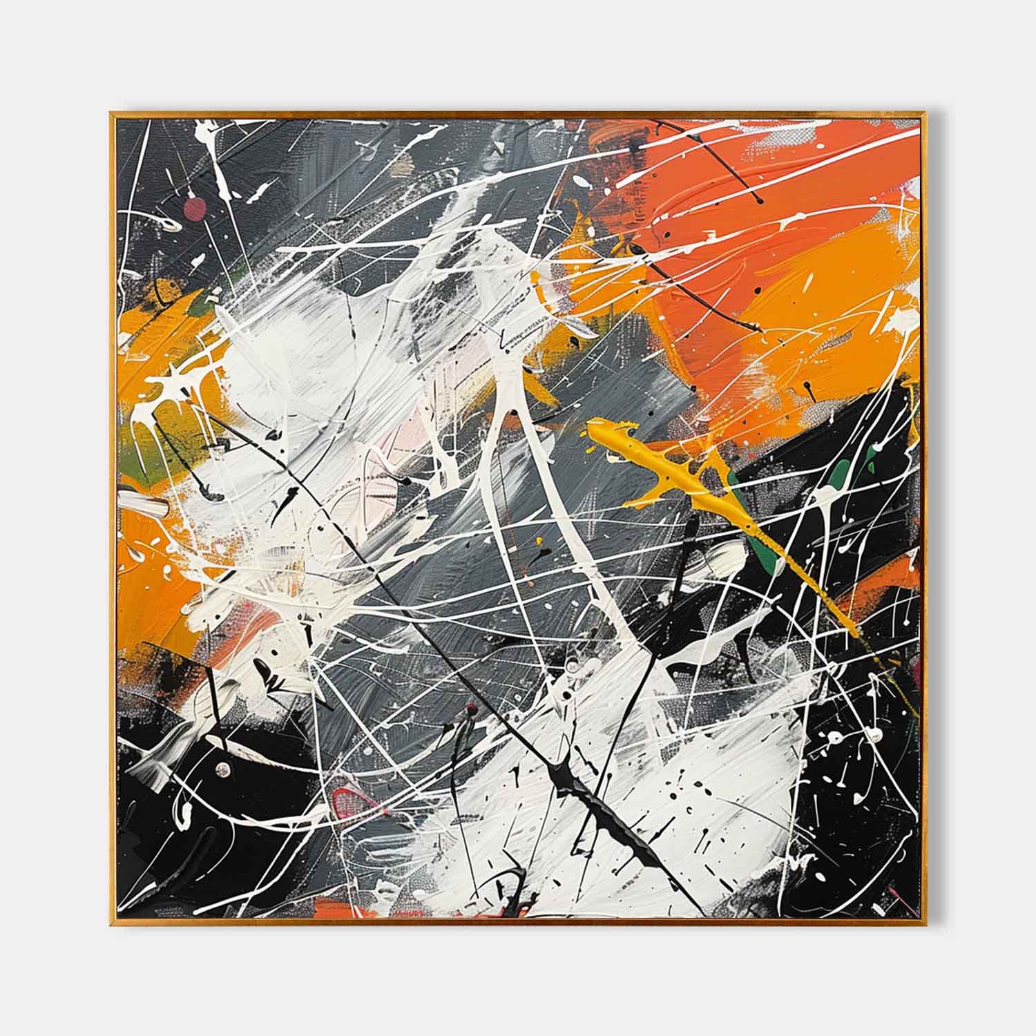 Wall Art Abstract Bold Orange Accent Blocks Expressionism
