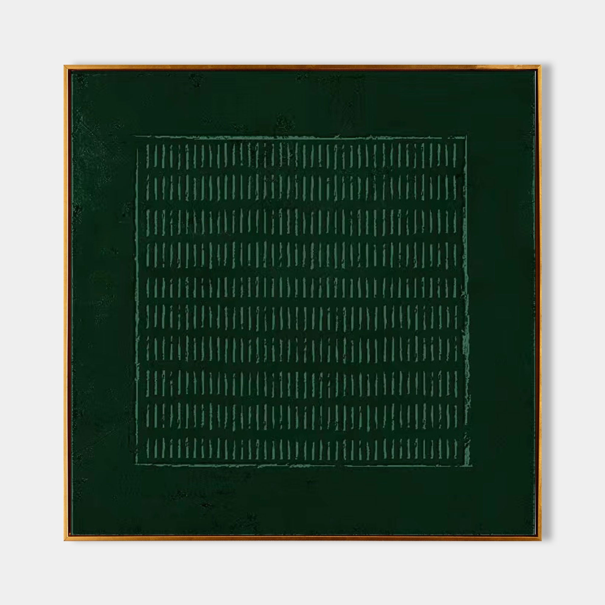 Wall Art Dark Green Horizontal Linear Grid Texture Oil Painting