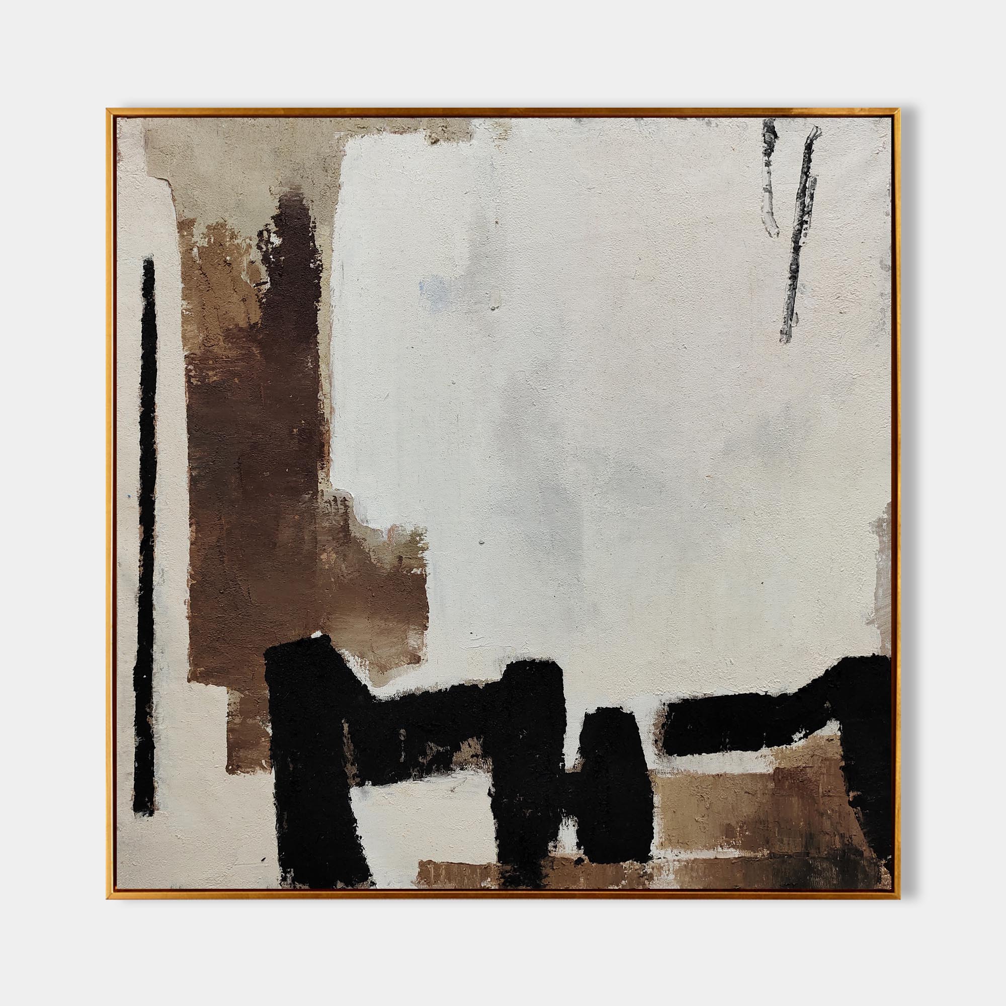 Elara Neutral Brown Black Abstract Canvas Wall Art