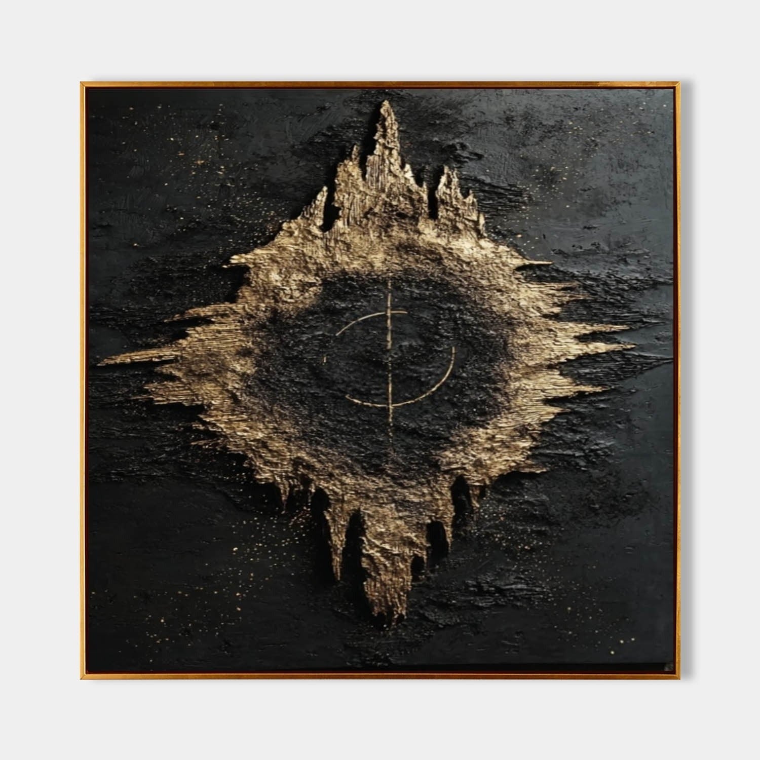 Black Gold Abstract Geode Bas-Relief Painting