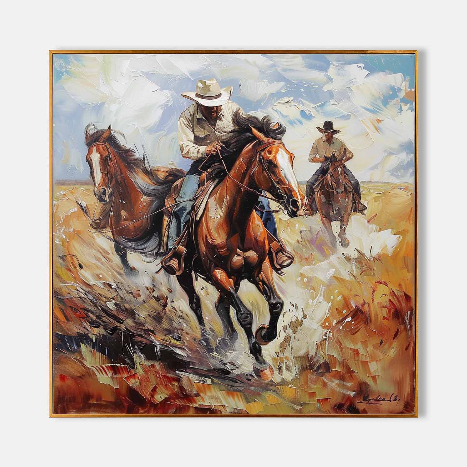 Wall Art Cowboy Horse Painting