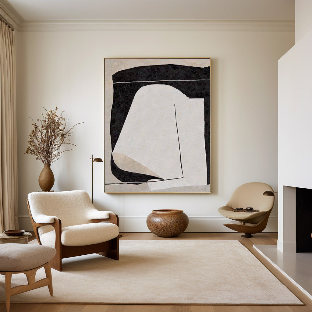 Minimalist Black White Abstract Framed Wall Art