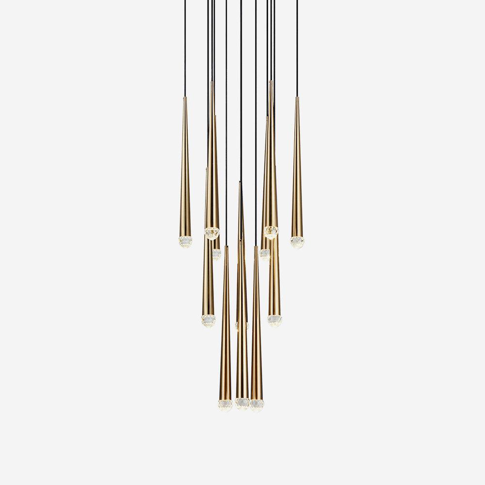 Chandelier Crystal Shade Brass Blackened Silver Luxe Staircase - Neutralighting