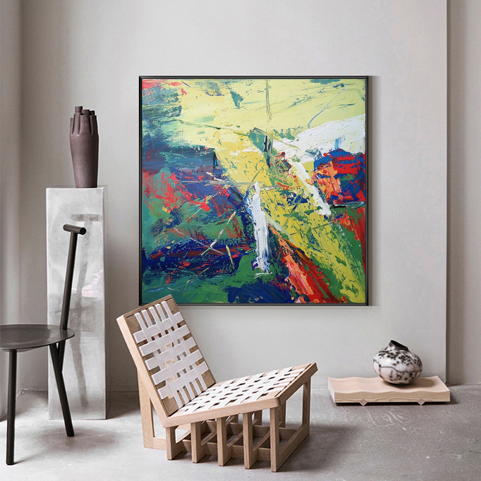 Blue Red Abstract Painting