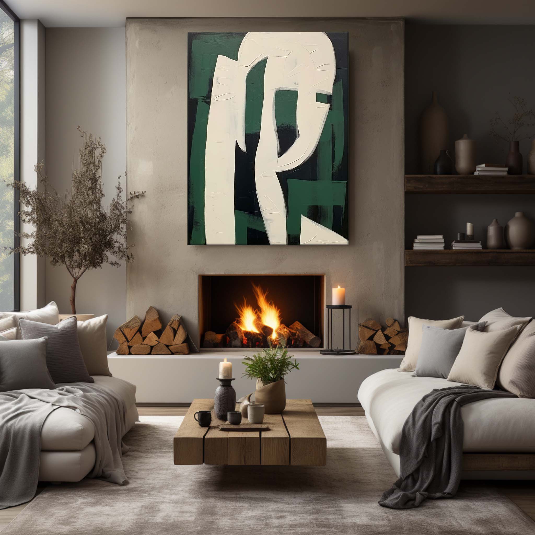 Wall Art Forest Green Layered Contemporary Graphic